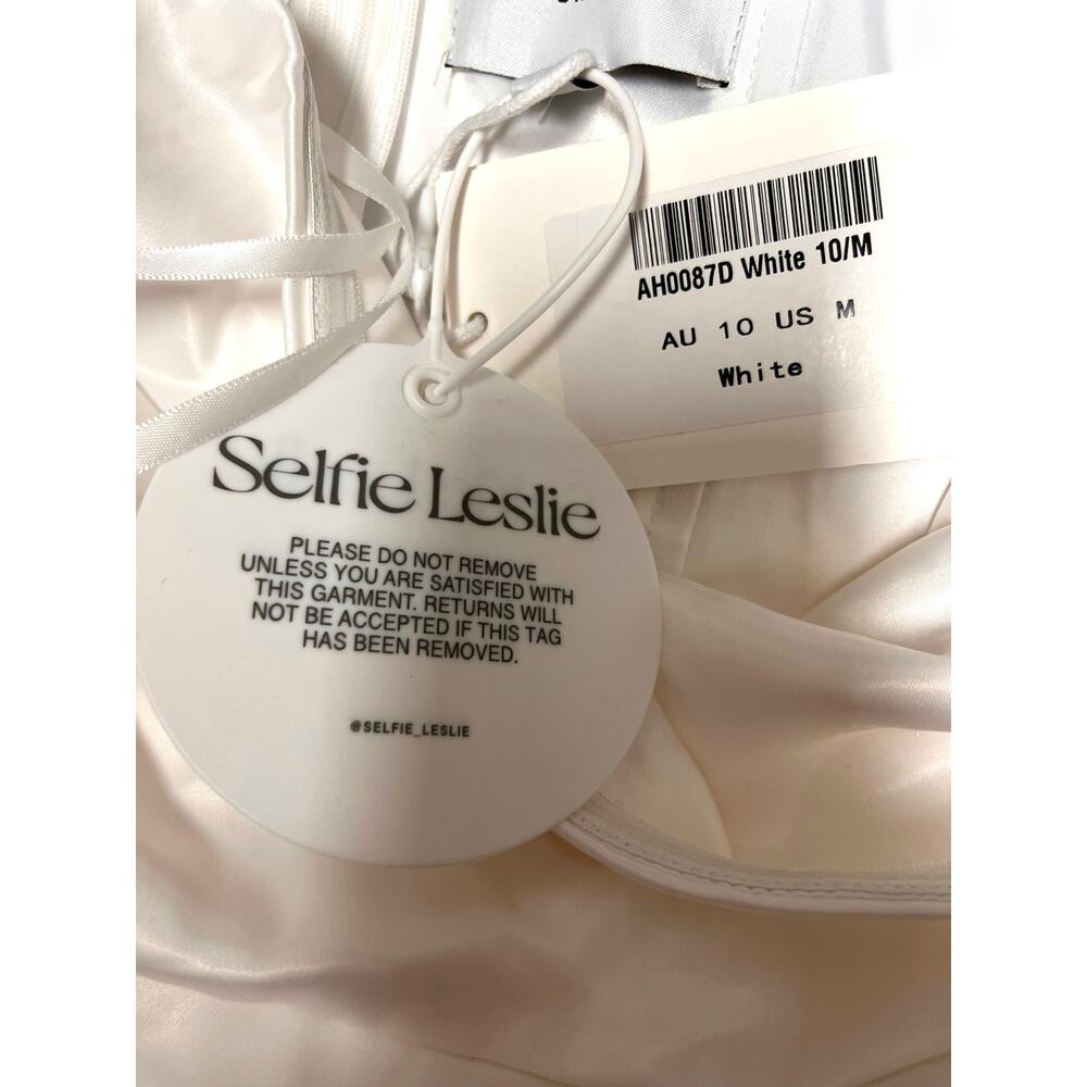Selfie Leslie Bride Always And Forever Bow Back Midi Dress White NWT M Wedding - Picture 7 of 8